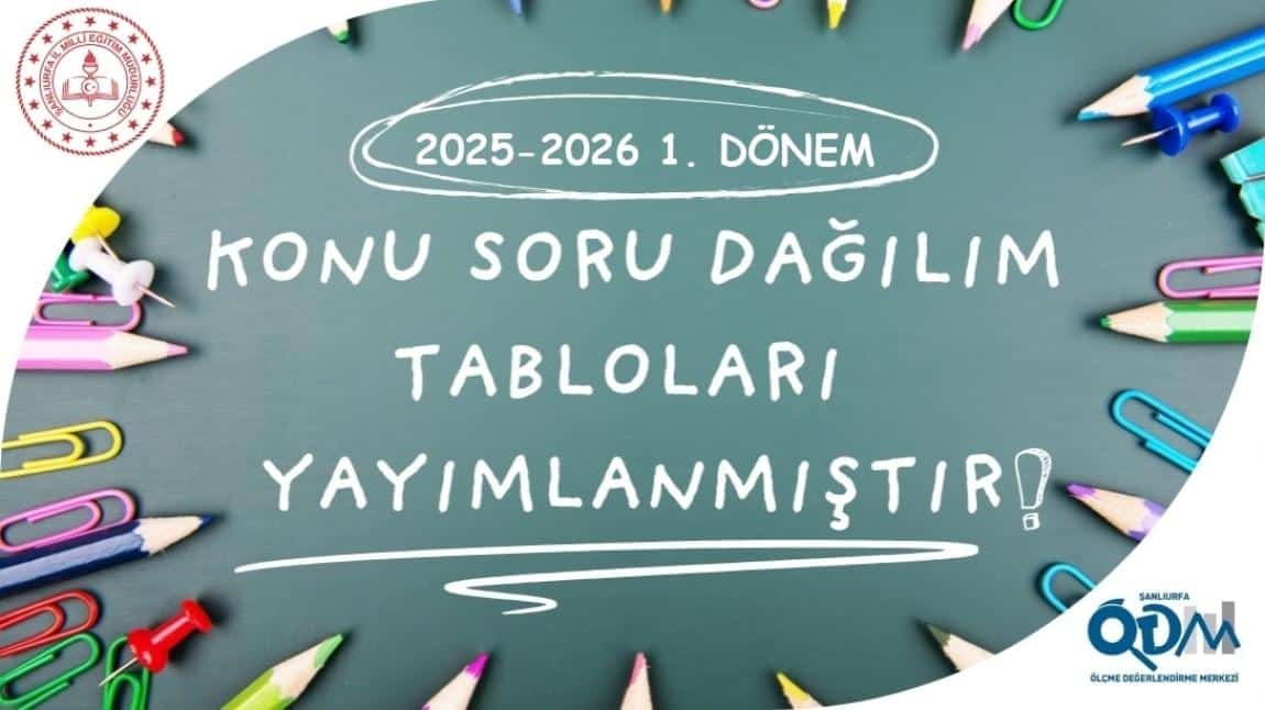 2025 - 2026 Eğitim Öğretim Yılı 1. Dönem Ortak Yazılı Sınavlar Konu Soru Dağılım Tabloları Yayınlandı